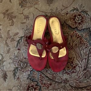Ralph Lauren, red leather sandals, size 9